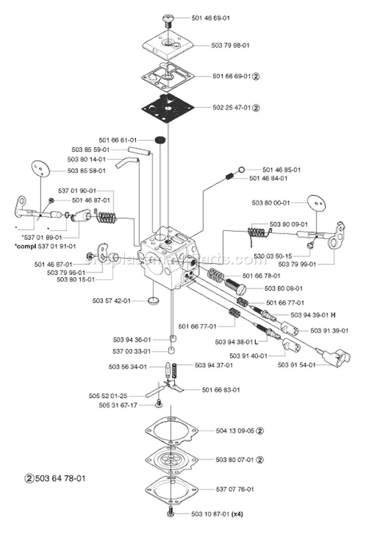 Page B Diagram and Parts List for 362 XP 2005-05 Husqvarna Chainsaw