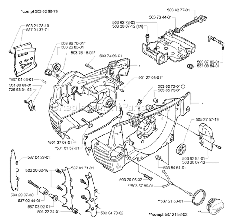 Page E Diagram and Parts List for 362 XP 2005-05 Husqvarna Chainsaw