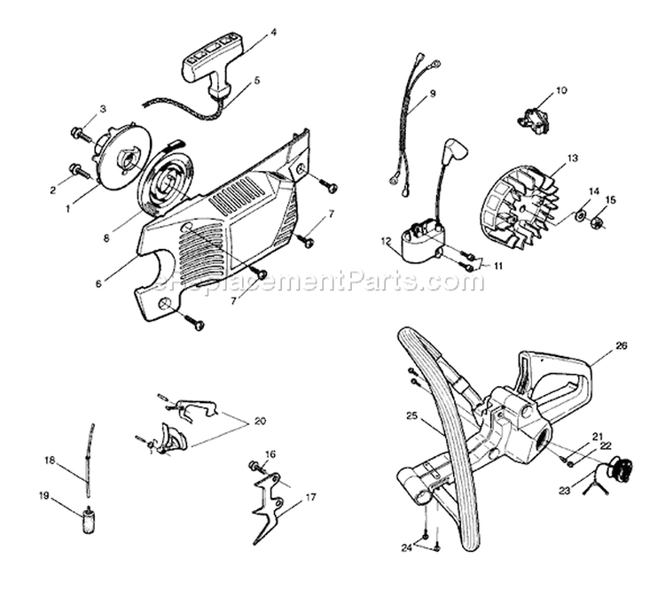 Page E Diagram and Parts List for 1997-07 Husqvarna Chainsaw