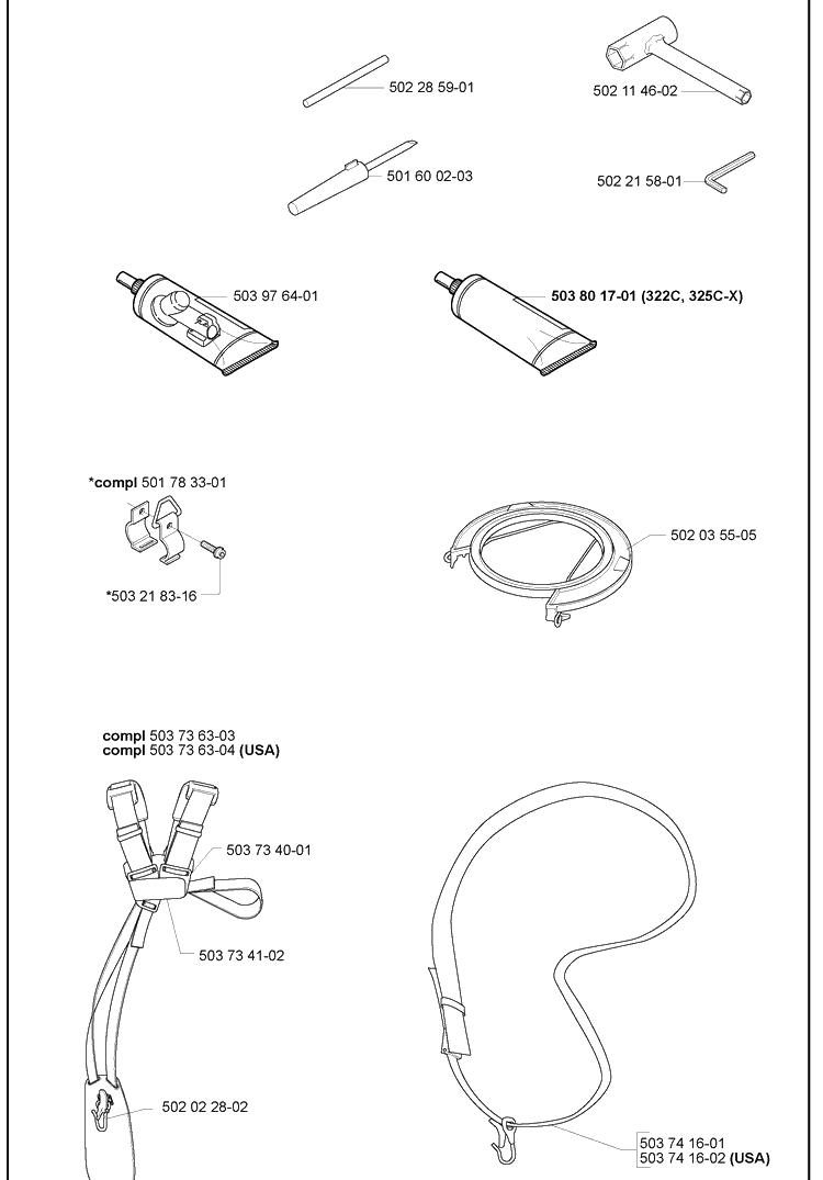Accessories 1 Diagram and Parts List for 2000-10 Husqvarna Brush Cutter