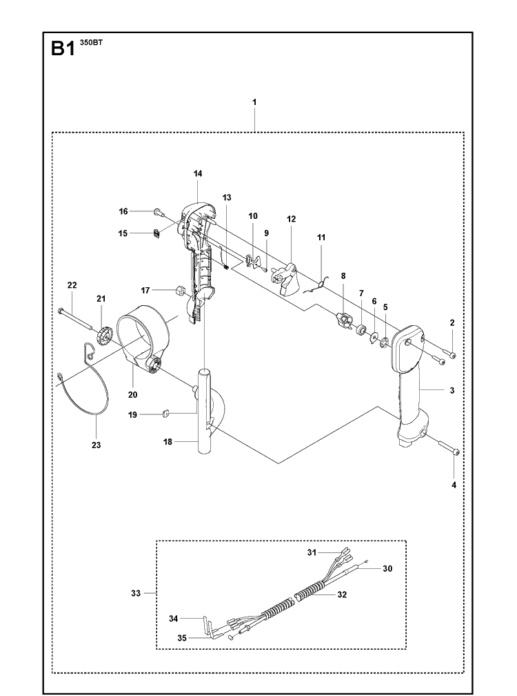Handle And Controls Diagram and Parts List for 20170600001-Current Husqvarna Leaf Blower / Vacuum
