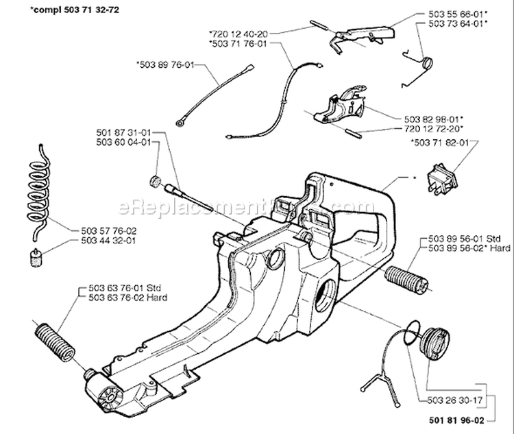 Page L Diagram and Parts List for 1996-09 Husqvarna Chainsaw