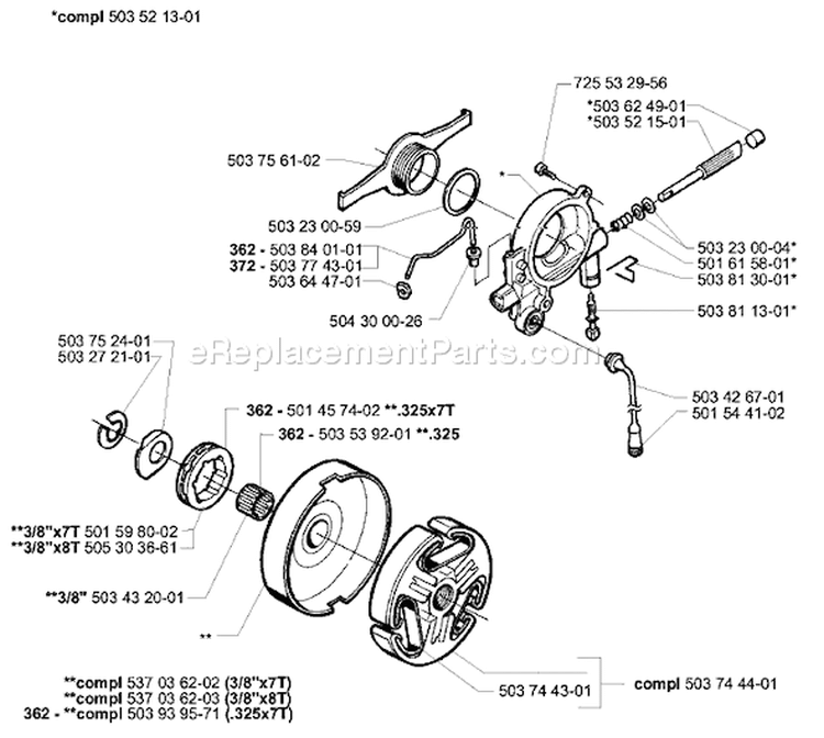 Page D Diagram and Parts List for 362 EPA 2003-10 Husqvarna Chainsaw