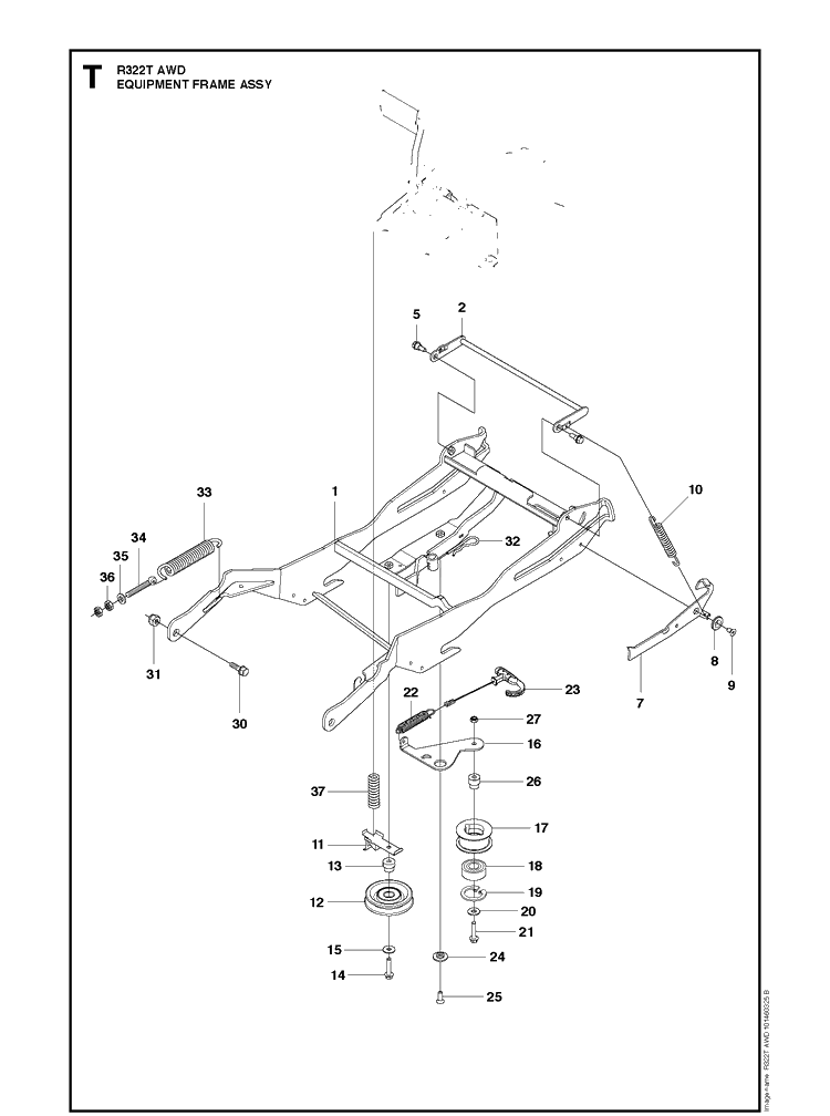 Mower Lift / Deck Lift 2 Diagram and Parts List for AWD Husqvarna Lawn Mower