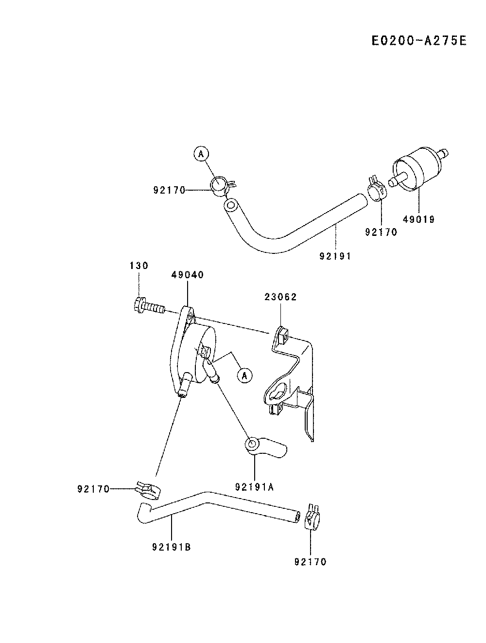 Fuel tank/fuel-valve Diagram and Parts List for  Husqvarna Lawn Tractor