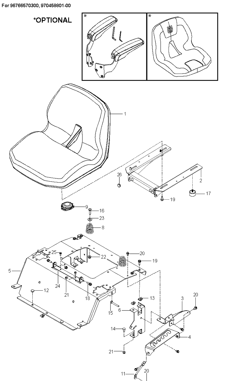 Seat Diagram and Parts List for  Husqvarna Lawn Mower