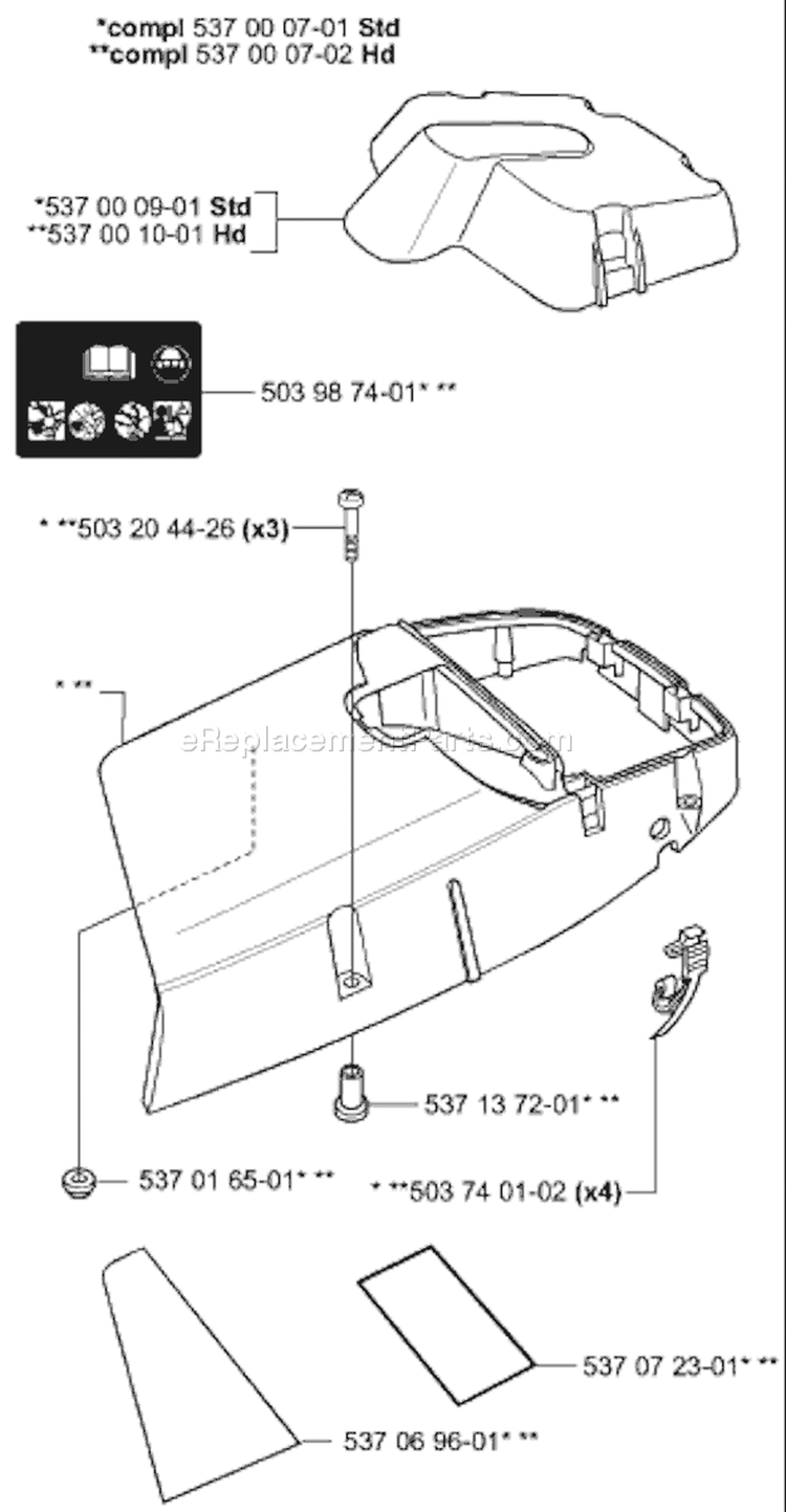 Page M Diagram and Parts List for EPA 2001-04 Husqvarna Chainsaw