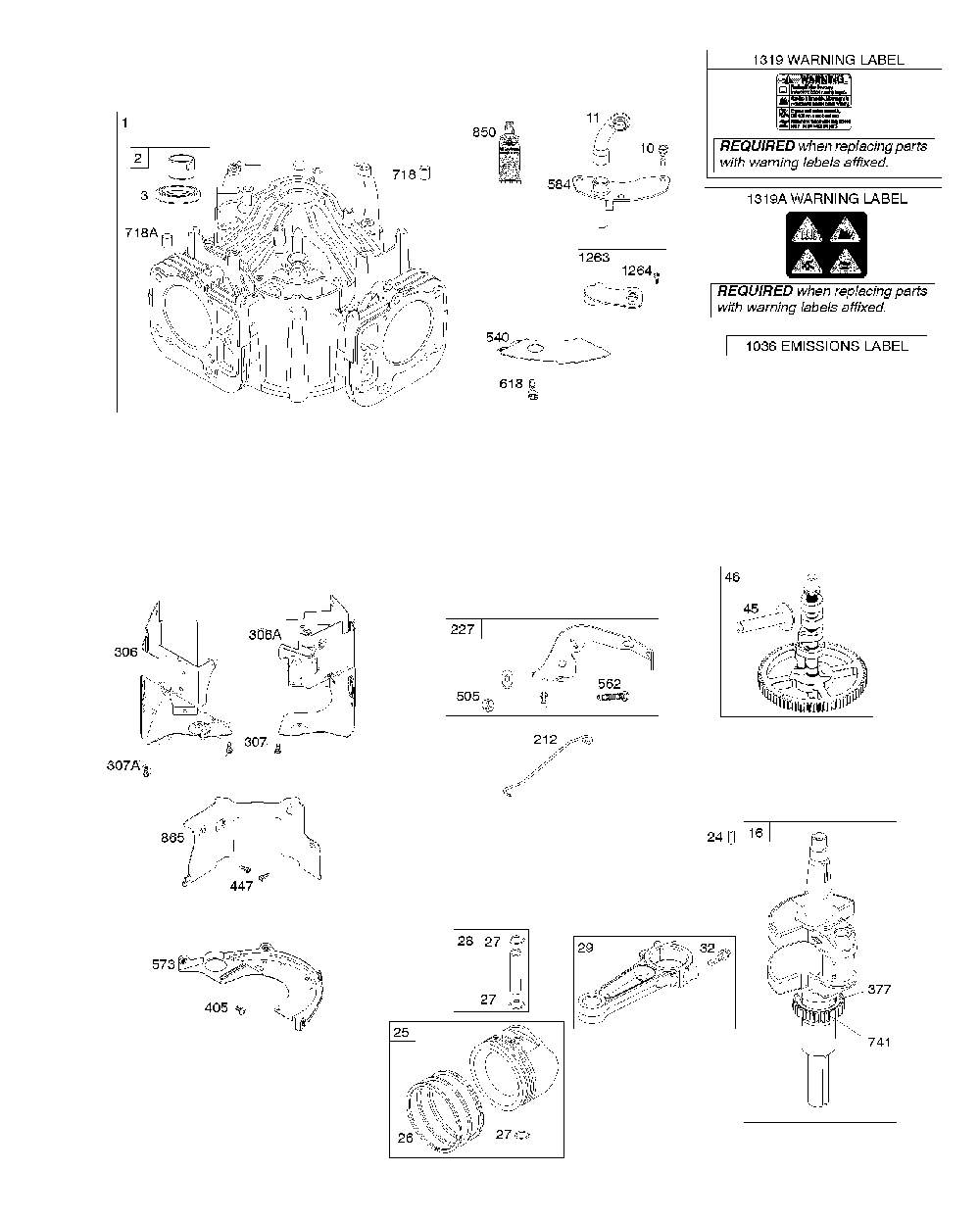 Cylinder/crankshaft/piston/rings Diagram and Parts List for  Husqvarna Lawn Mower