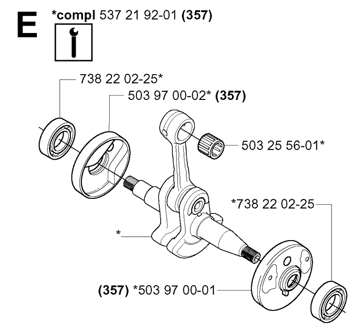 Crankshaft 2 Diagram and Parts List for 20050600001-20060600000 Husqvarna Chainsaw