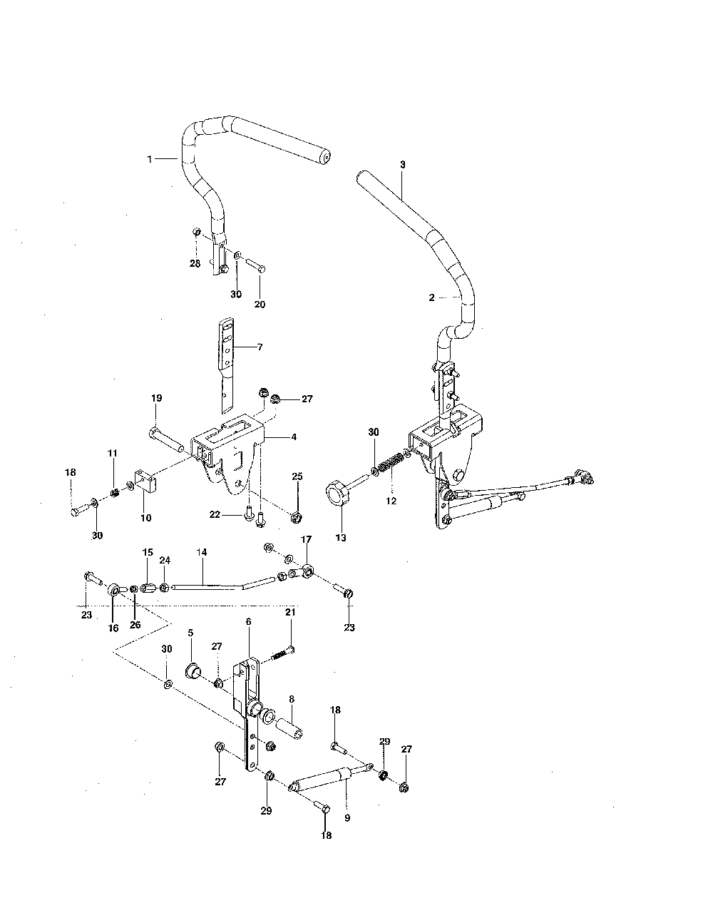 Steering Diagram and Parts List for 250212 Husqvarna Lawn Mower
