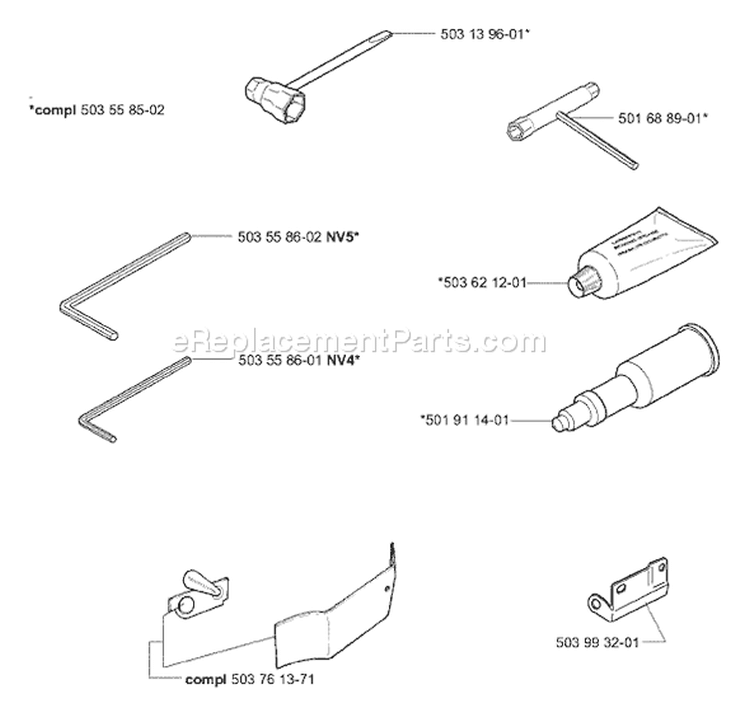Page A Diagram and Parts List for 2003-10 Husqvarna Chainsaw