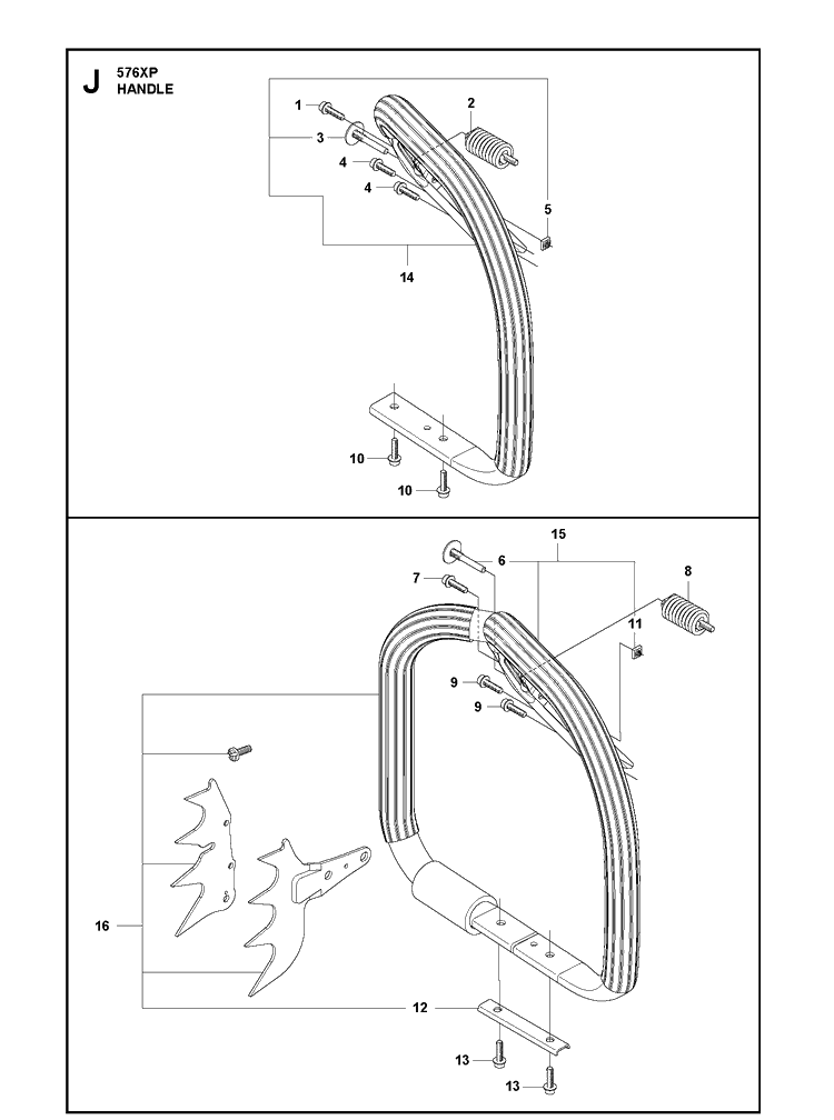 Handle 2 Diagram and Parts List for  Husqvarna Chainsaw
