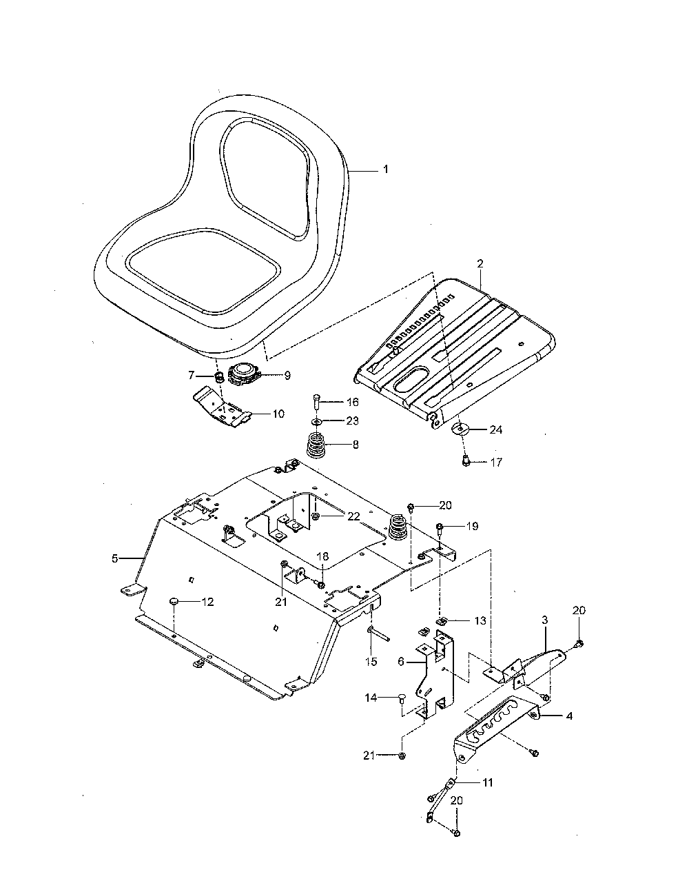 Seat Diagram and Parts List for  Husqvarna Lawn Mower
