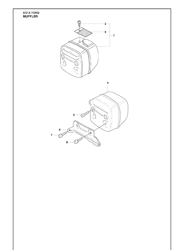 Muffler Diagram and Parts List for (X-TORQ)(2010-04) Husqvarna Chainsaw