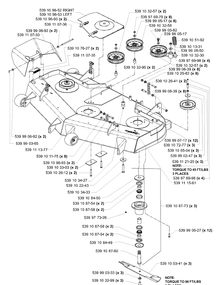 Deck Assembly 52 Inch (Part 1) Diagram and Parts List for IZ5225TSPKOA 2006-02 Husqvarna Lawn Mower