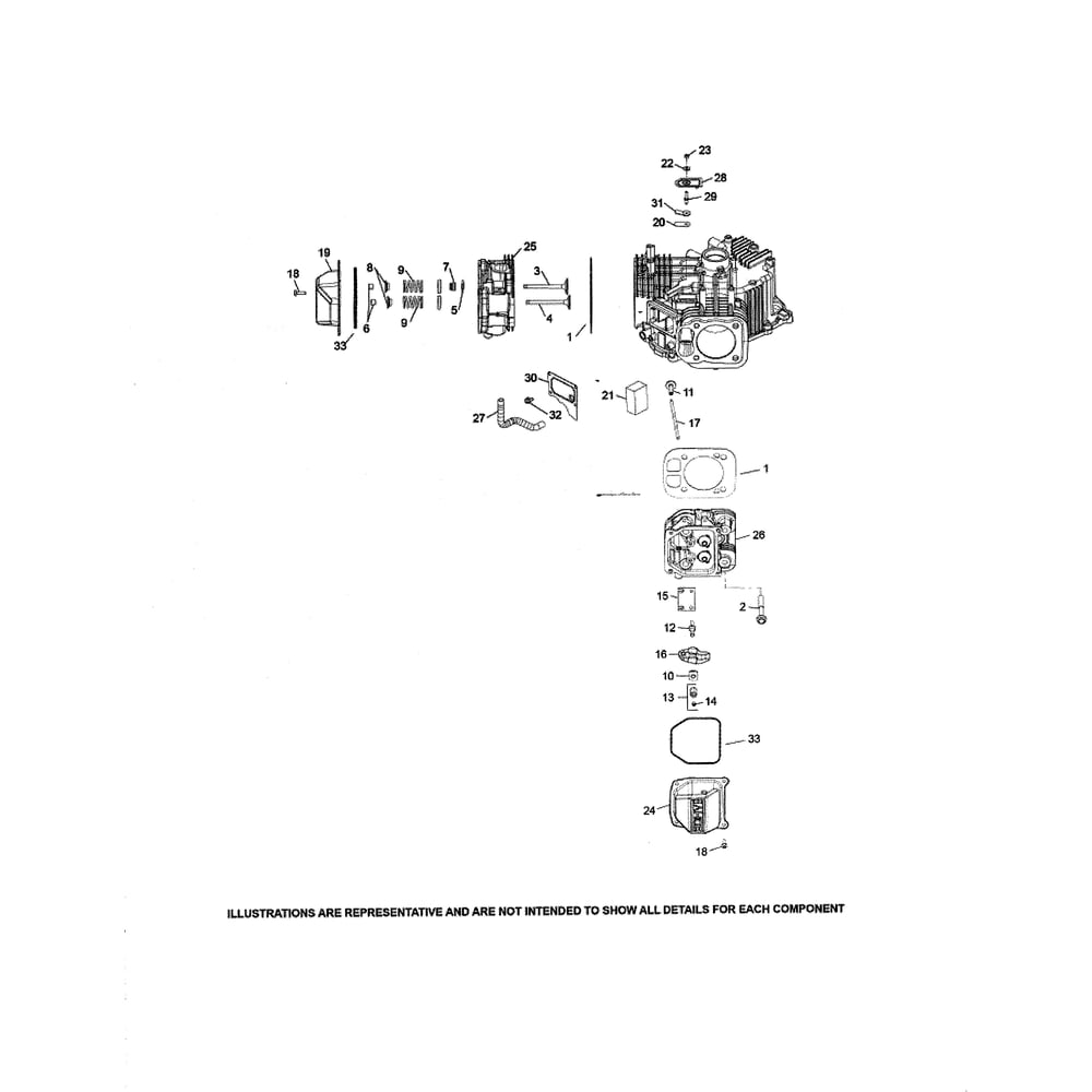 Engine >> Cylinder Head/Breather Diagram and Parts List for  Husqvarna Lawn Tractor