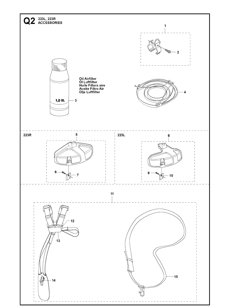 Accessories Diagram and Parts List for 20060100001-Current Husqvarna Brush Cutter