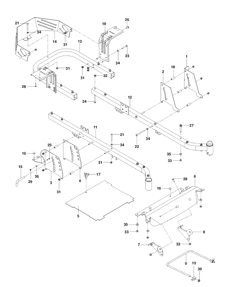 Frame Diagram and Parts List for (967176201)(2013-06) Husqvarna Lawn Mower