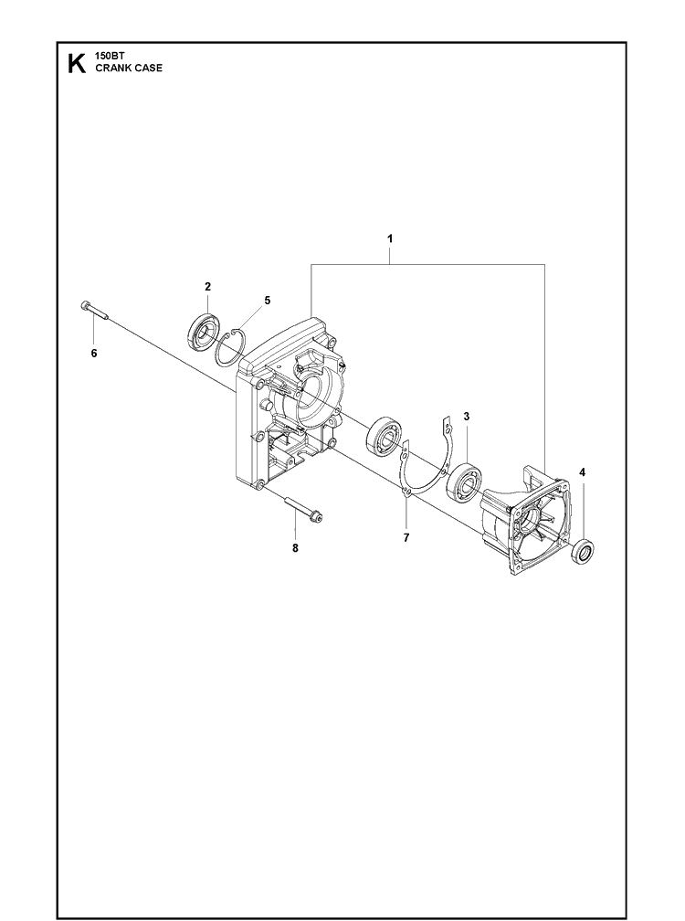 Crankcase Diagram and Parts List for  Husqvarna Leaf Blower / Vacuum