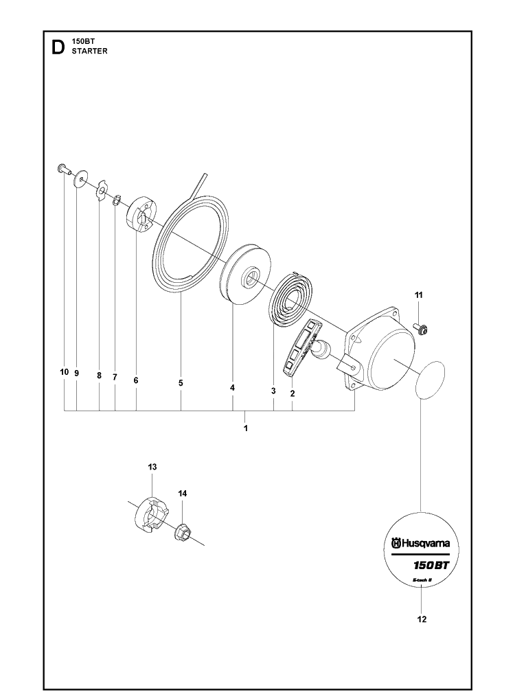 Starter Diagram and Parts List for  Husqvarna Leaf Blower / Vacuum