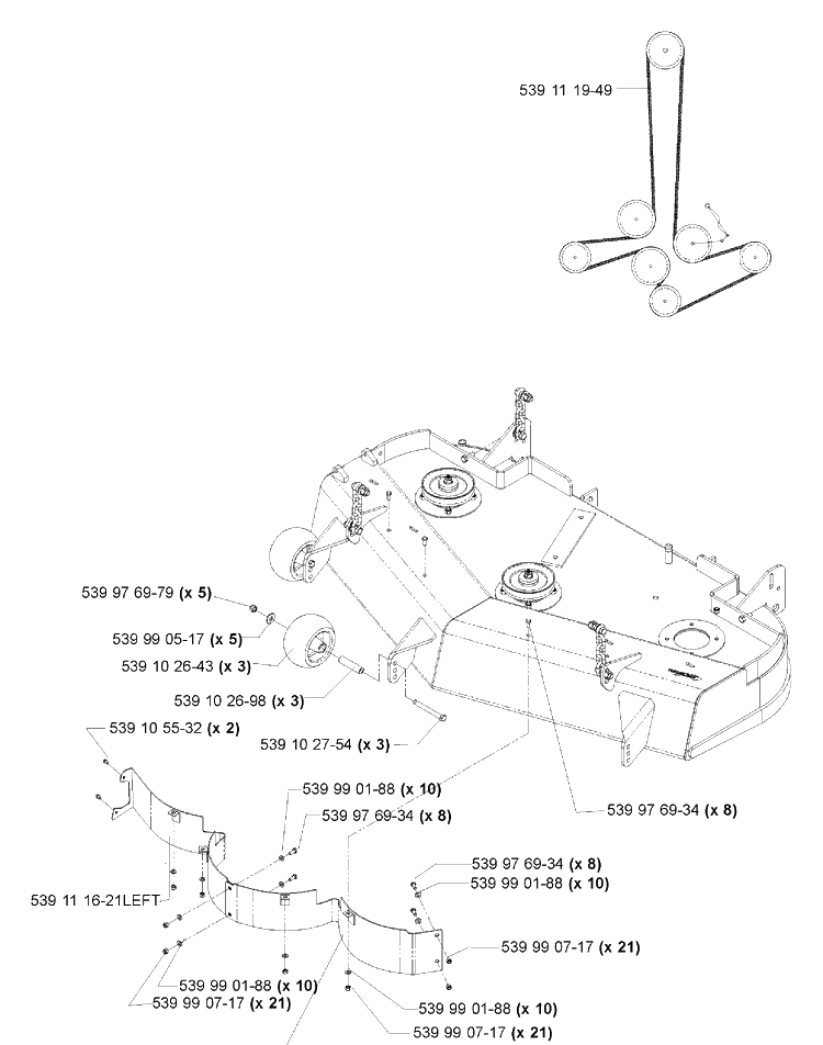 Deck Assembly (48 Inch) (Part 2) Diagram and Parts List for IZ4821 (968999256)(2005-03) Husqvarna Lawn Mower