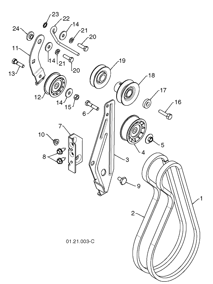 Belt Guard And Pulley Diagram and Parts List for 2010-08 Husqvarna Snow Blower