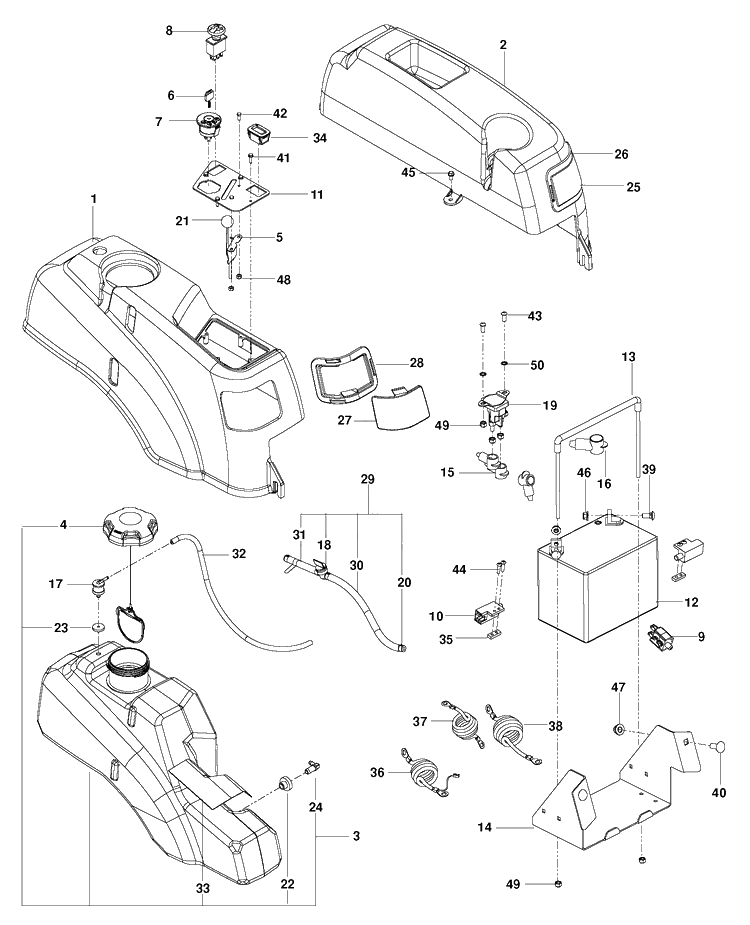 Ignition System Diagram and Parts List for (967176201)(2013-06) Husqvarna Lawn Mower