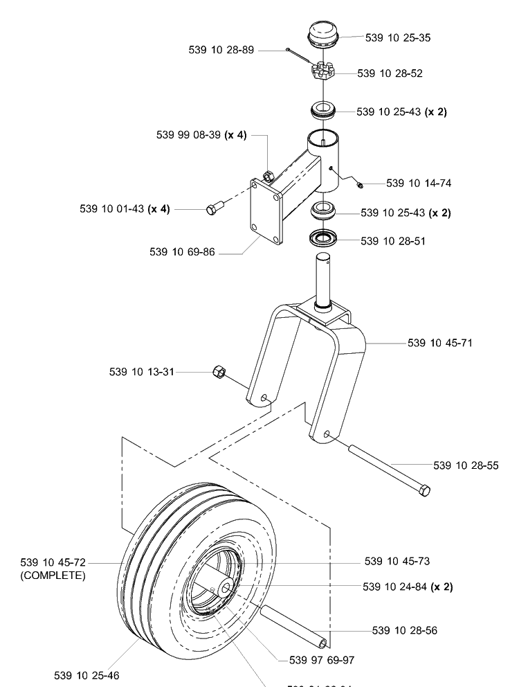 Caster Arm Diagram and Parts List for IZ5225TSPKOA 2006-02 Husqvarna Lawn Mower