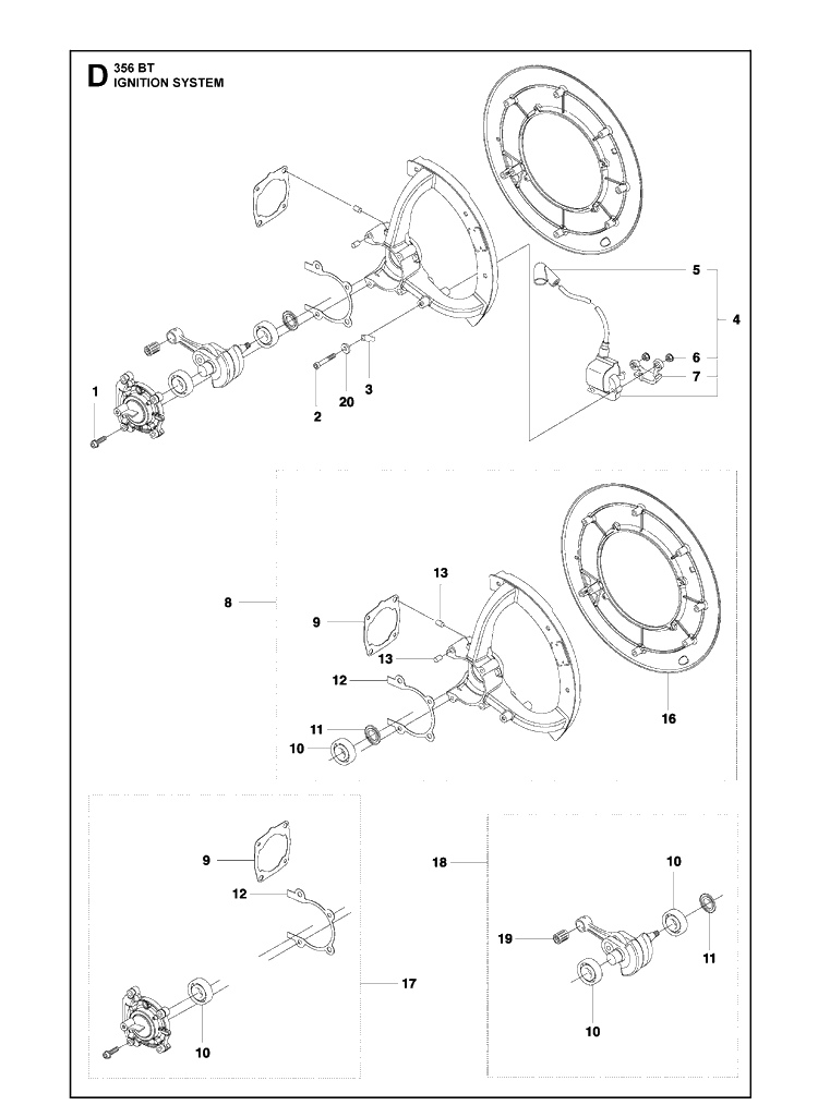 Ignition System Diagram and Parts List for  Husqvarna Leaf Blower / Vacuum