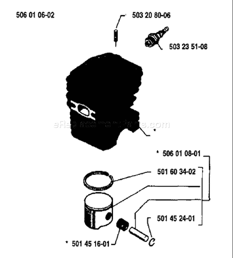 Page J Diagram and Parts List for 1985-09 Husqvarna Chainsaw