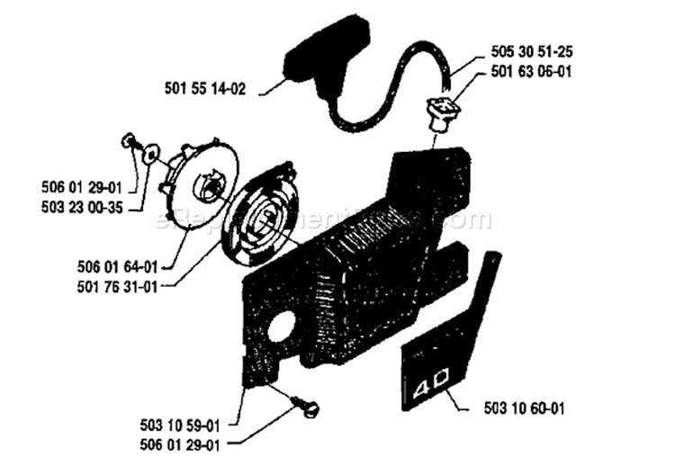Page L Diagram and Parts List for 1985-09 Husqvarna Chainsaw