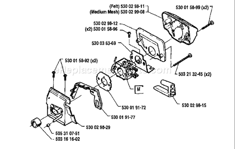 Page A Diagram and Parts List for 1991-06 Husqvarna Chainsaw