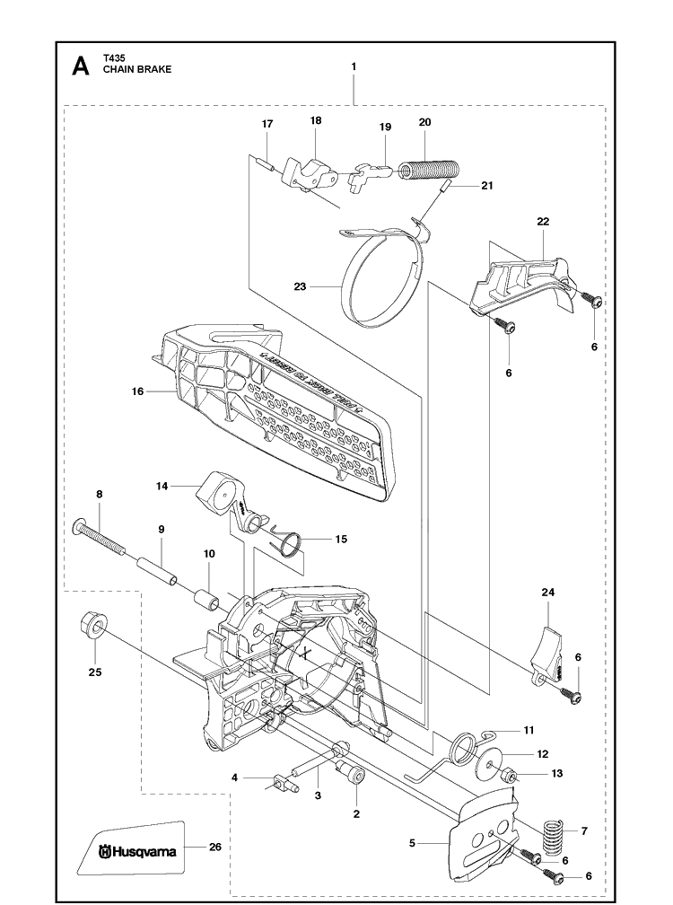 Chain Brake Diagram and Parts List for  Husqvarna Chainsaw