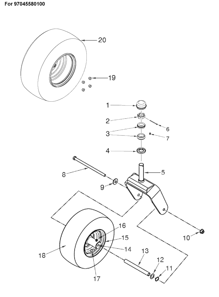 Wheels And Tires 4 Diagram and Parts List for (97045580100)(2019-12) Husqvarna Lawn Mower