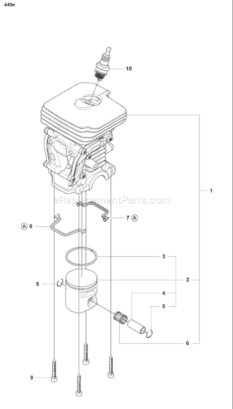 Page F Diagram and Parts List for 440 E 2008-05 Husqvarna Chainsaw