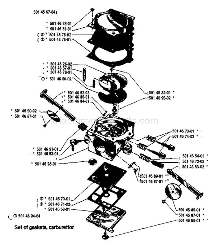 Page B Diagram and Parts List for 1984-01 Husqvarna Chainsaw