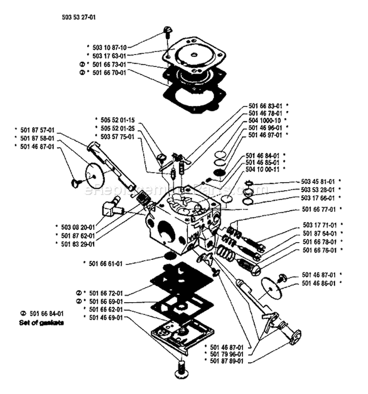 Page B Diagram and Parts List for 1988-08 Husqvarna Chainsaw