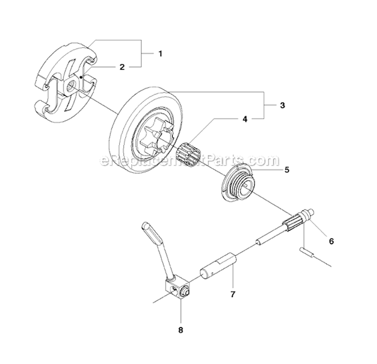 Clutch  Oil Pump Diagram and Parts List for 2011-07 Husqvarna Chainsaw
