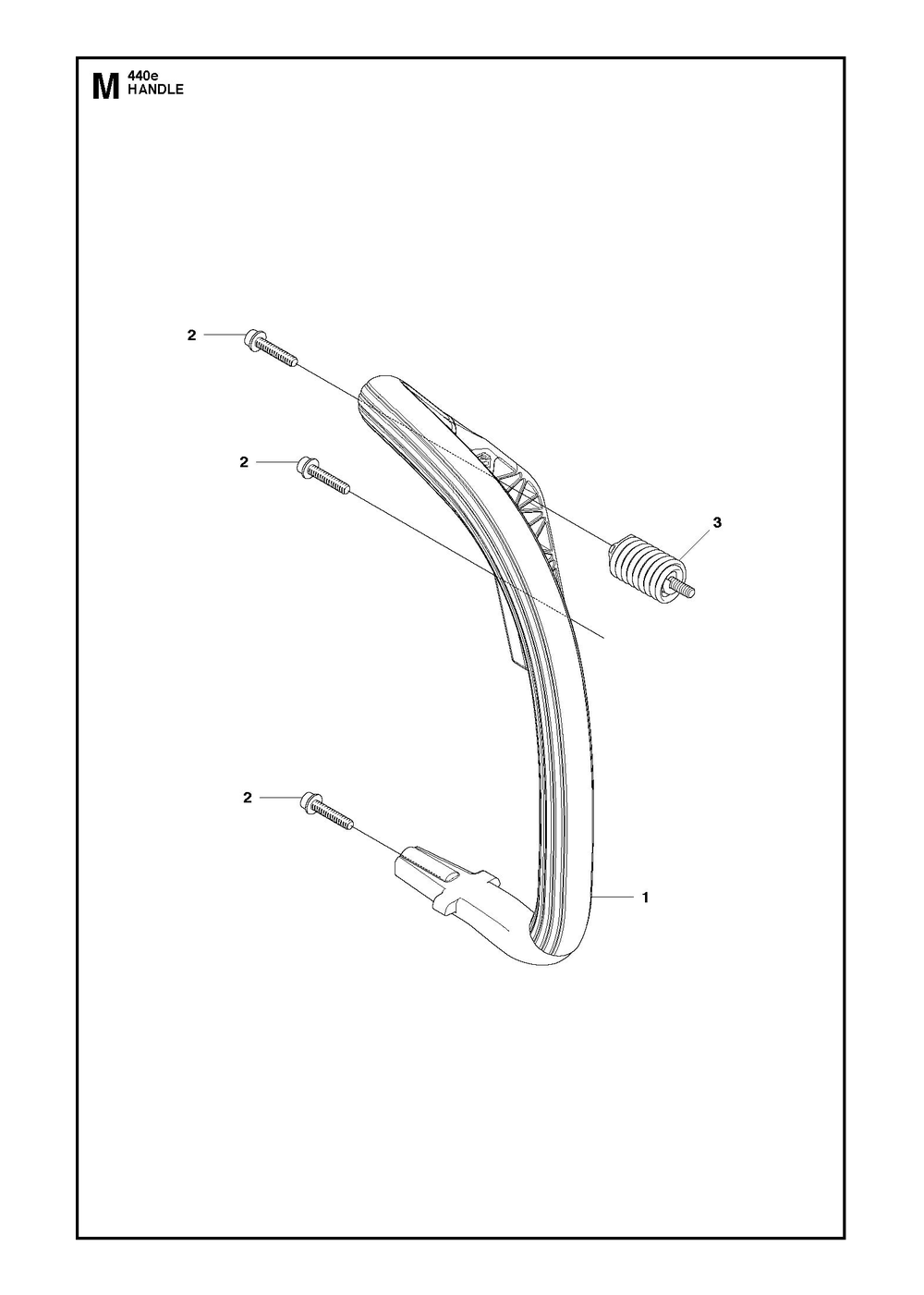 Handle Diagram and Parts List for e-series Husqvarna Chainsaw