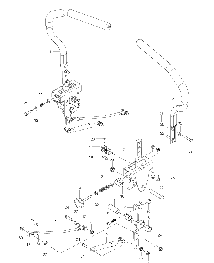 Steering Diagram and Parts List for (96795370100)(2018-08) Husqvarna Lawn Mower