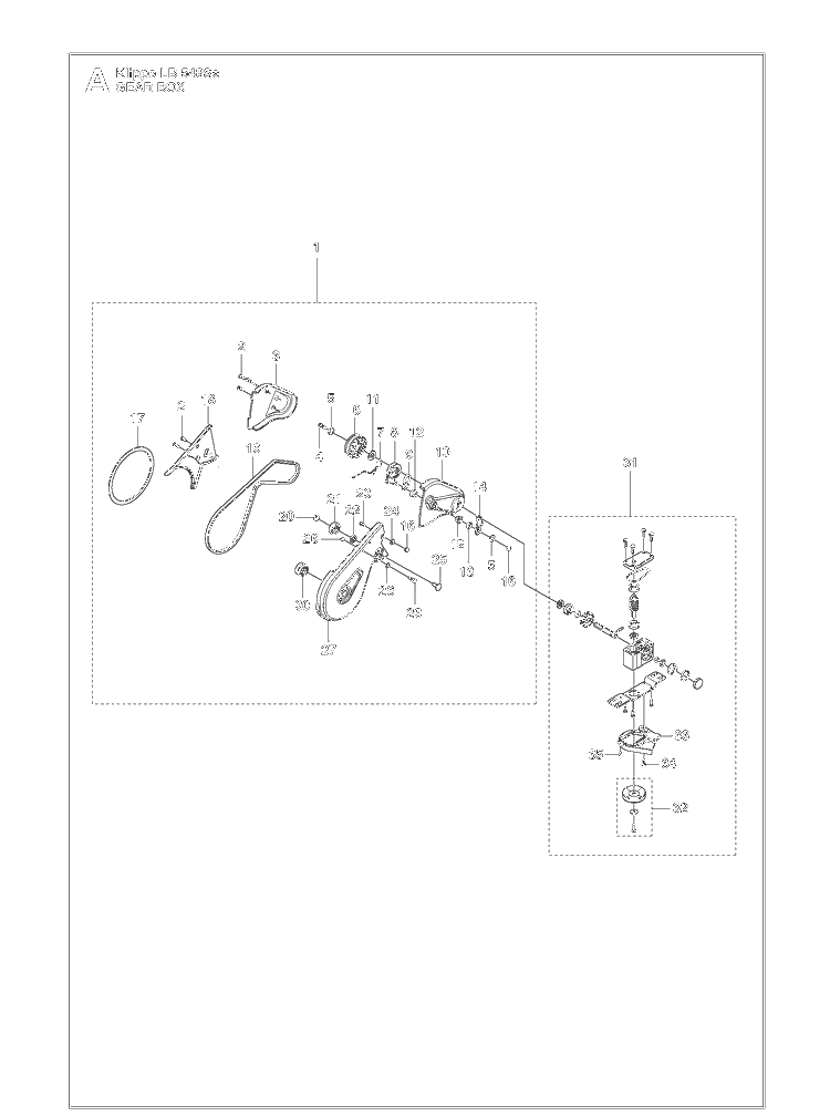 Gear Box Diagram and Parts List for KLIPPOLB548SE  Husqvarna Lawn Mower