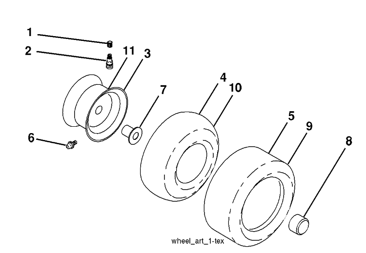 Wheels And Tires Diagram and Parts List for (96043004900)(2008-03) Husqvarna Lawn Mower