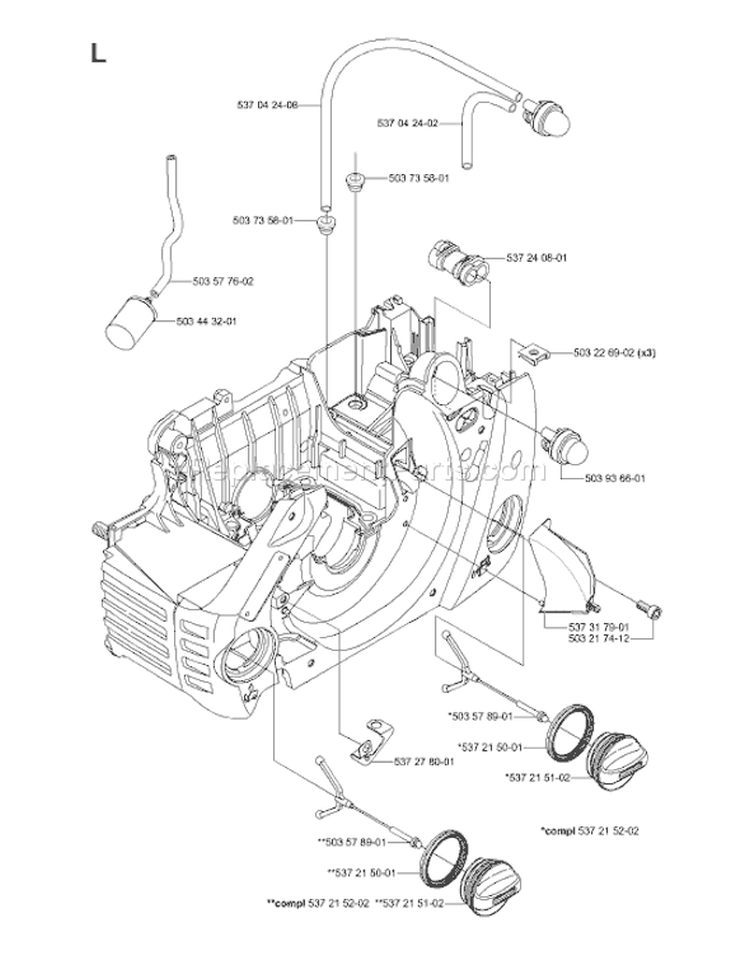 Page F Diagram and Parts List for 2005-03 Husqvarna Chainsaw