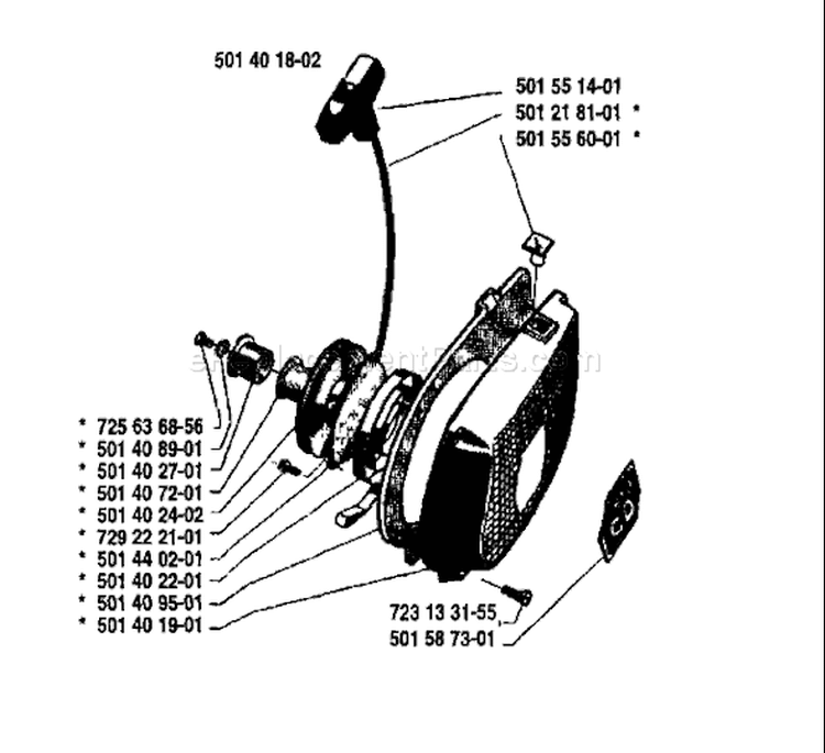 Page J Diagram and Parts List for 1987-11 Husqvarna Chainsaw