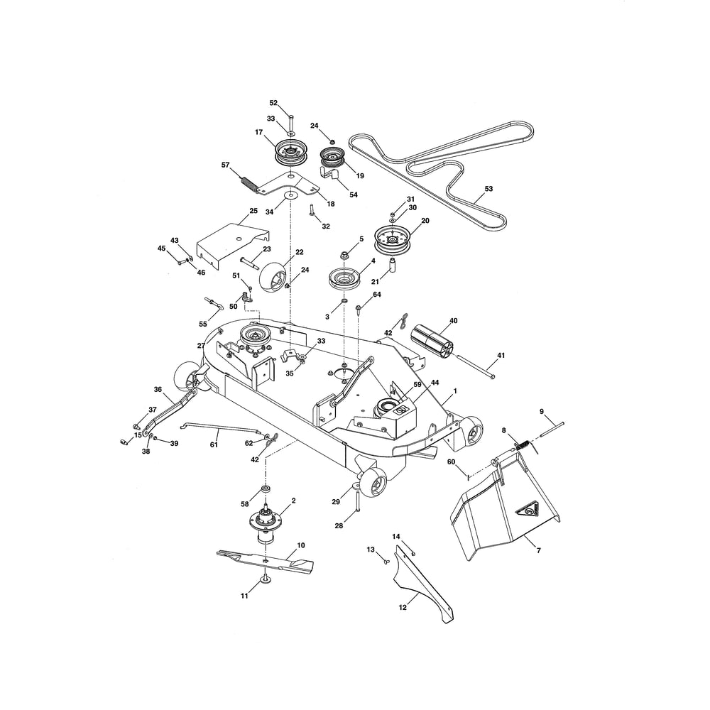 Mower Deck Diagram and Parts List for 96043017700 Husqvarna Lawn Tractor