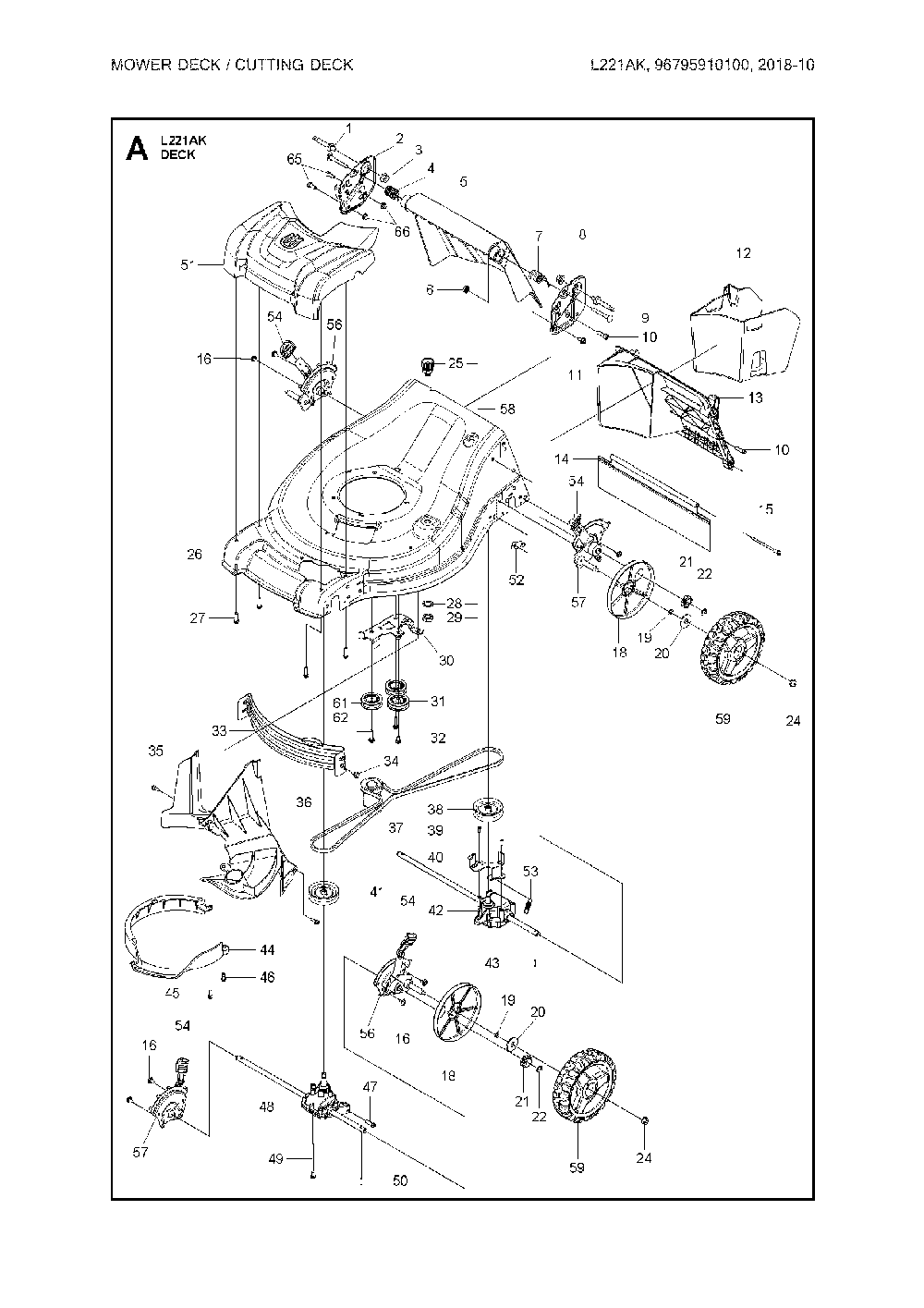 Mower deck/cutting deck Diagram and Parts List for  Husqvarna Lawn Mower