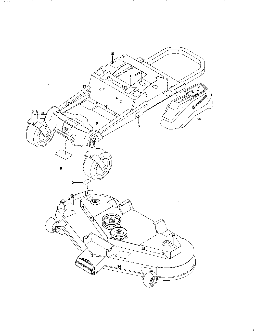 Decals Diagram and Parts List for  Husqvarna Lawn Mower