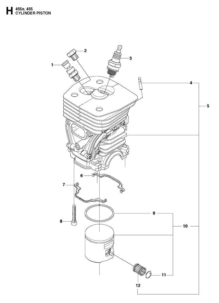 Cylinder Piston Diagram and Parts List for 2013-01 Husqvarna Chainsaw