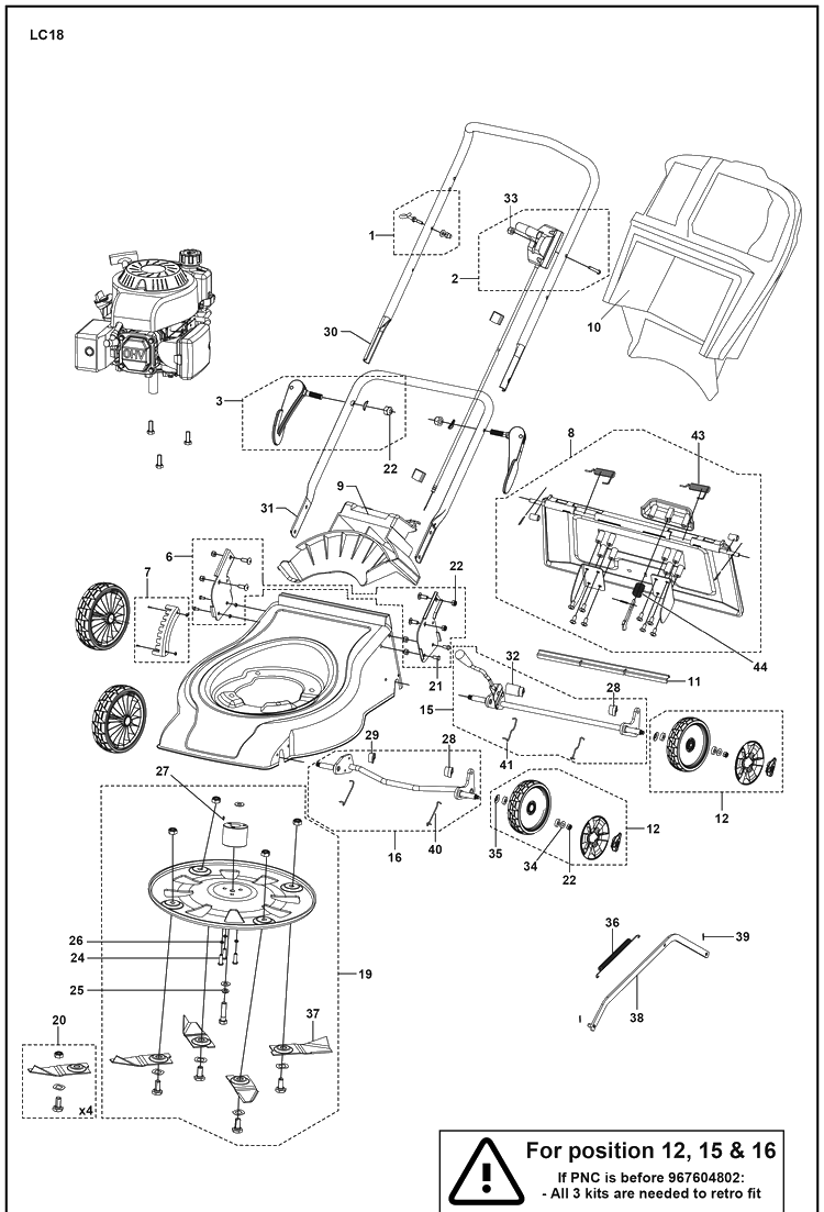 Product Complete 9 Diagram and Parts List for  Husqvarna Lawn Mower