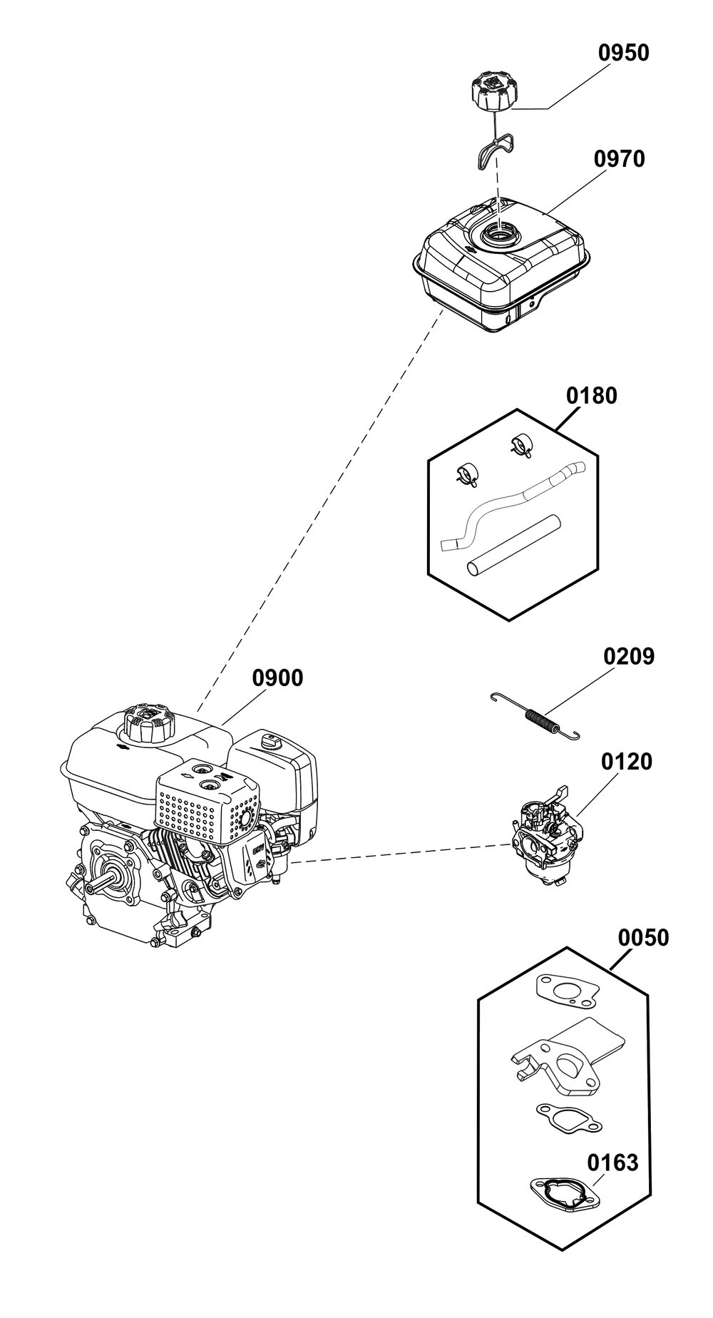 Engine Carburetor Fuel Supply (80098013) Diagram and Parts List for  Husqvarna Pressure Washer